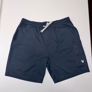VUORI Men's Navy Athletic Shorts with Zip Pocket